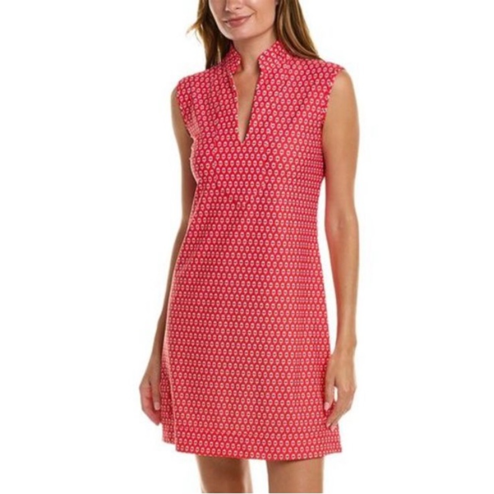 Jude Connally Kristen Traditional Red Foulard Printed Tunic Mini Slip Dress - S